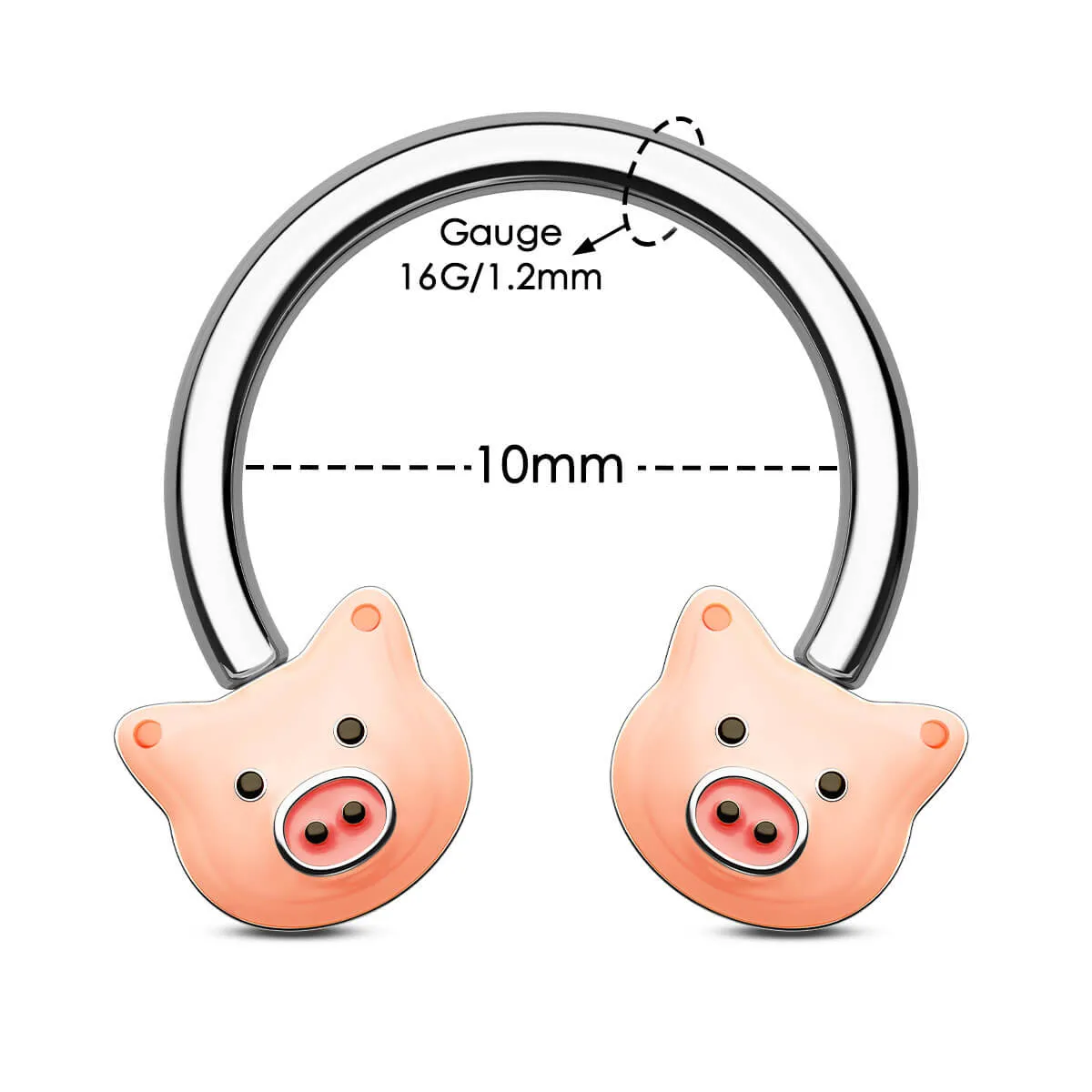 16G Pink Pig Horseshoe Septum Ring