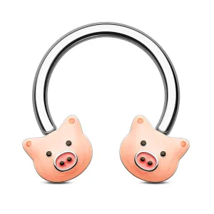 16G Pink Pig Horseshoe Septum Ring