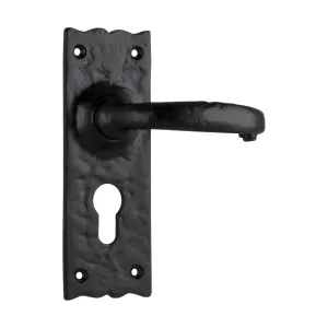 1804E Door Lever Gloucester Iron Euro Pair Matte Black H158xW50xP53mm