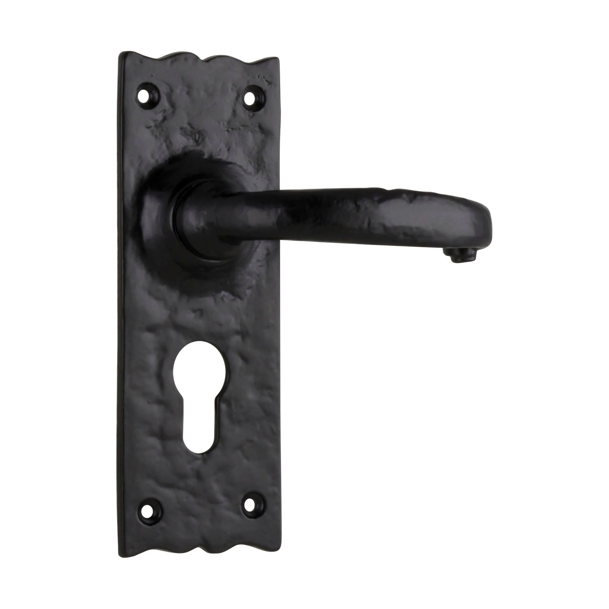 1804E Door Lever Gloucester Iron Euro Pair Matte Black H158xW50xP53mm