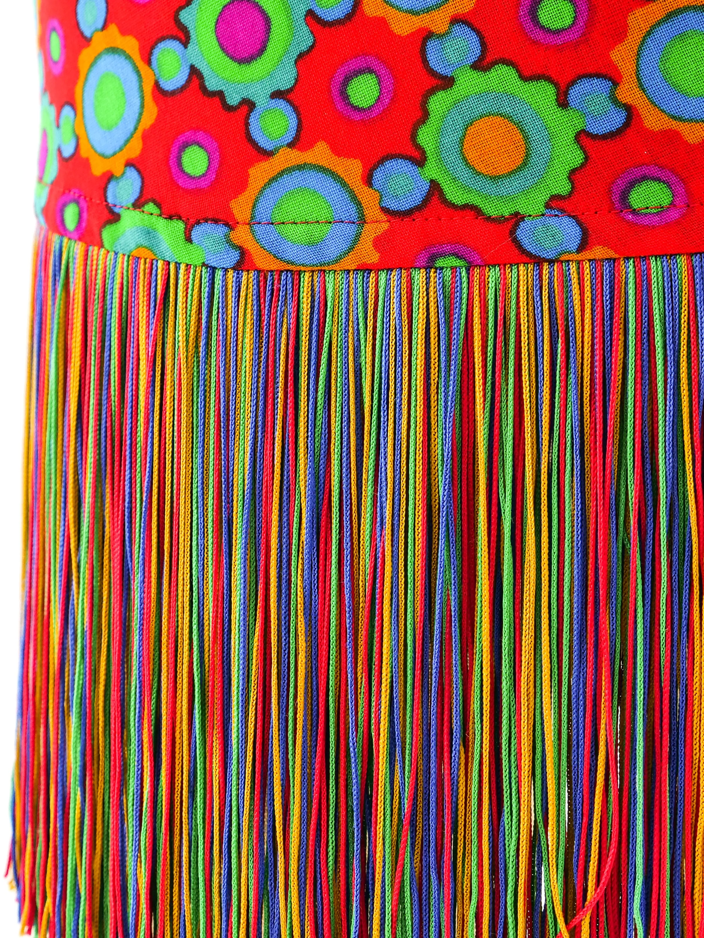 1990 Yves Saint Laurent Printed Fringe Ensemble