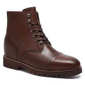 7CM / 2.76 Inches CMR CHAMARIPA  Customized Brown Men's Elevator Boots - Handcrafted Luxury, 7CM / 2.76 Inches Taller
