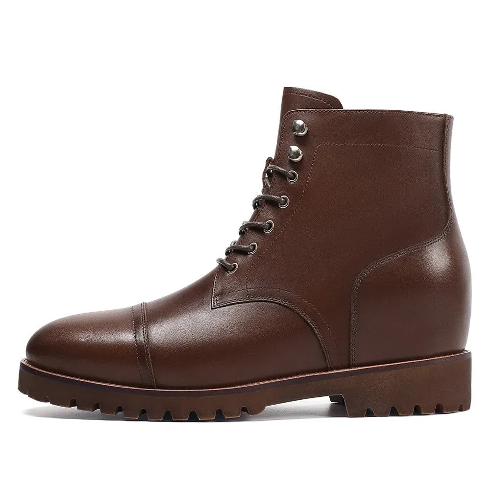 7CM / 2.76 Inches CMR CHAMARIPA  Customized Brown Men's Elevator Boots - Handcrafted Luxury, 7CM / 2.76 Inches Taller