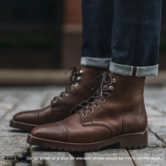 7CM / 2.76 Inches CMR CHAMARIPA  Customized Brown Men's Elevator Boots - Handcrafted Luxury, 7CM / 2.76 Inches Taller
