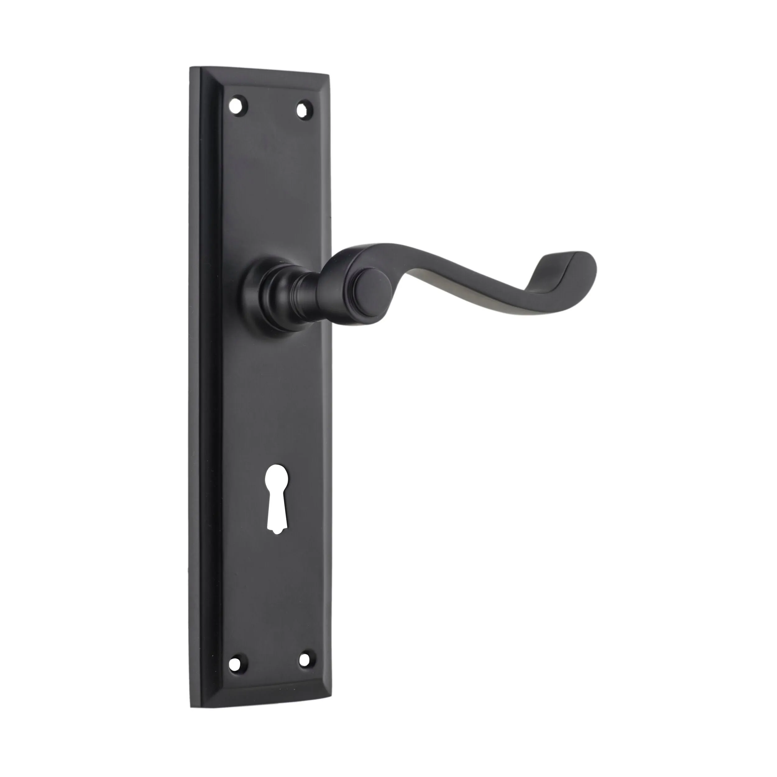 9611 Door Lever Milton Lock Pair Matte Black H200xW50xP68mm