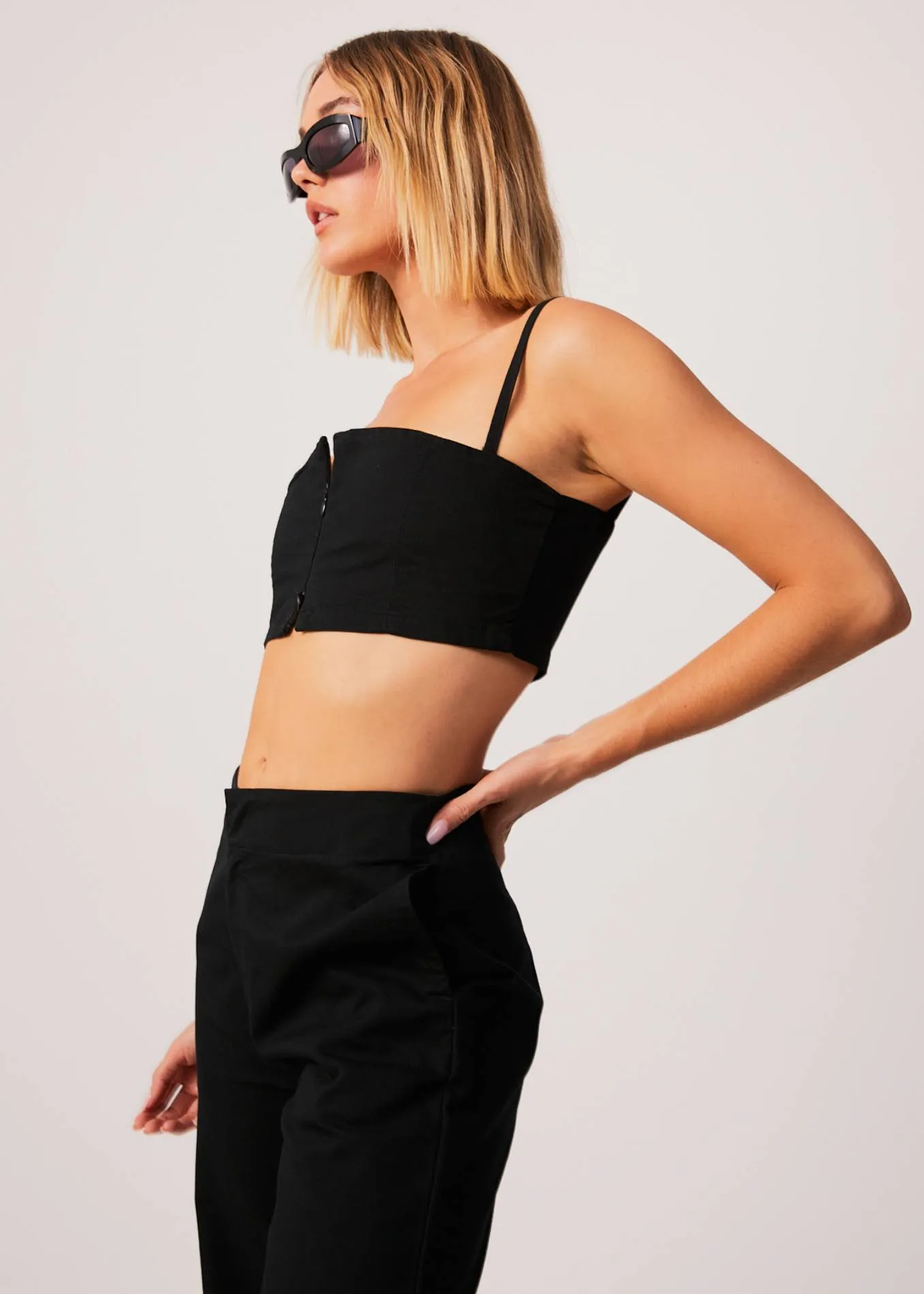 AFENDS Womens Cola - Panelled Crop Top - Black