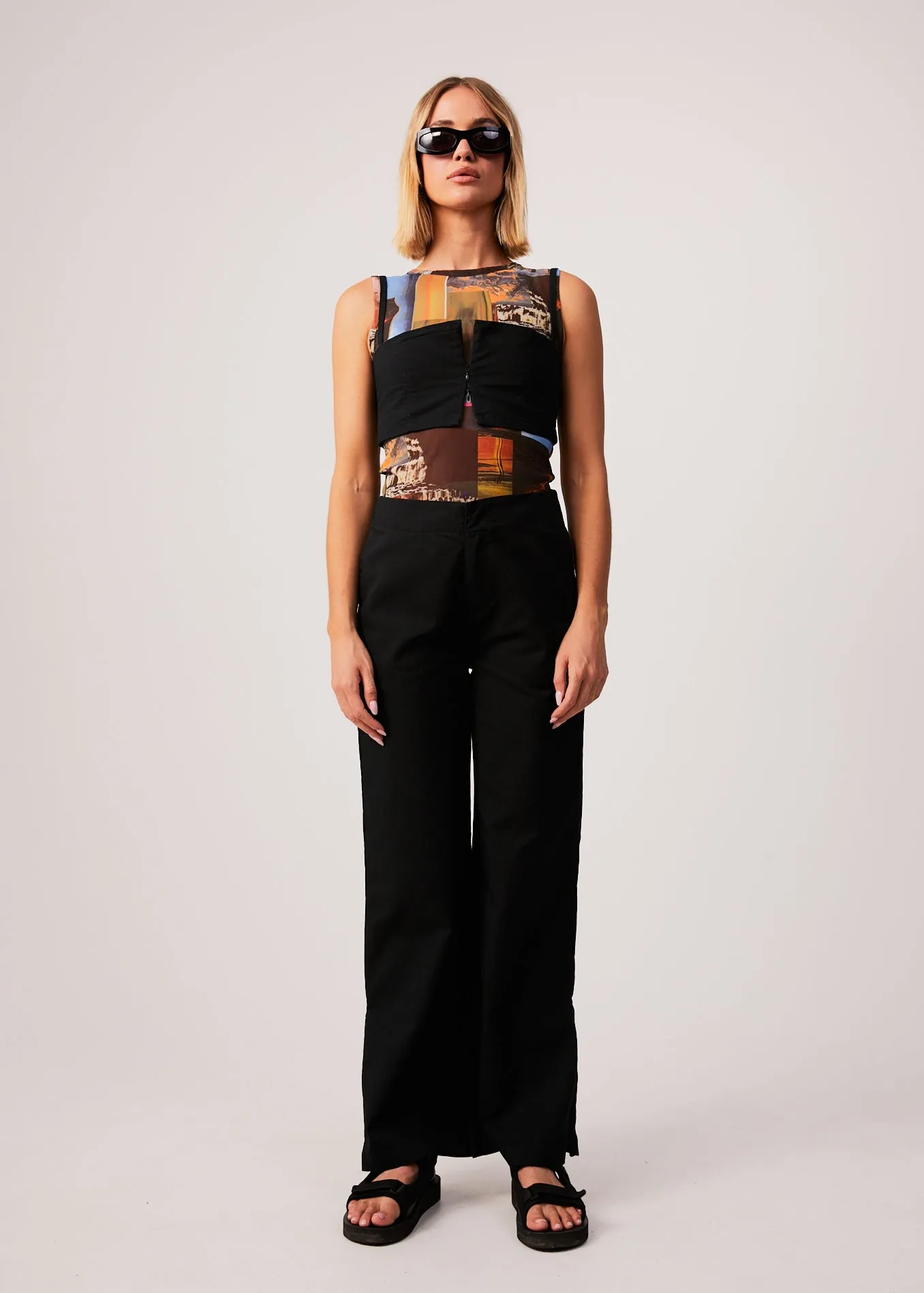 AFENDS Womens Cola - Panelled Crop Top - Black