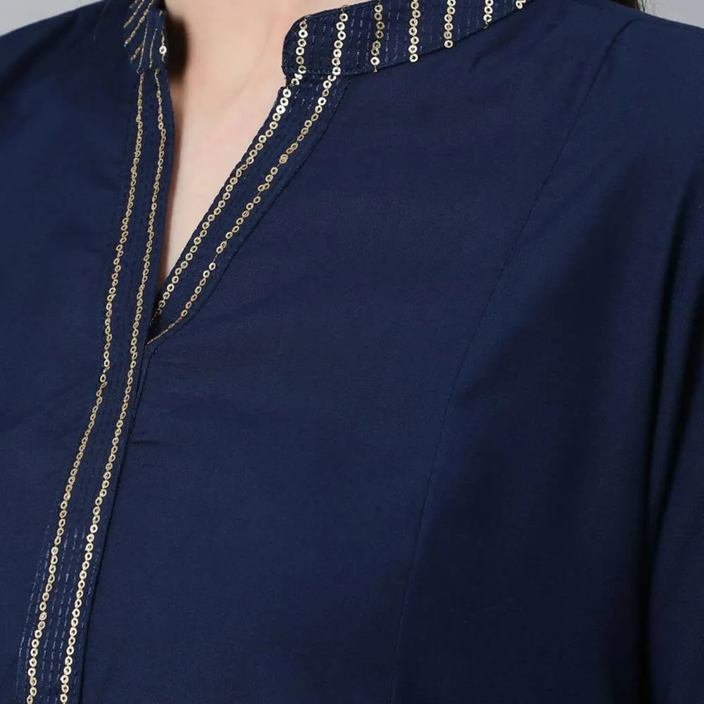 Anubhutee women's Navy Blue Kurta with Trouser Set