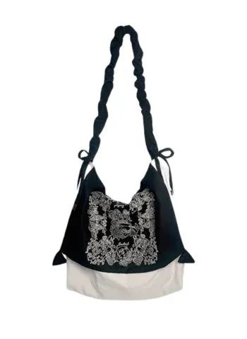 Artistic Slouchy Embroidered Crossbody Bag