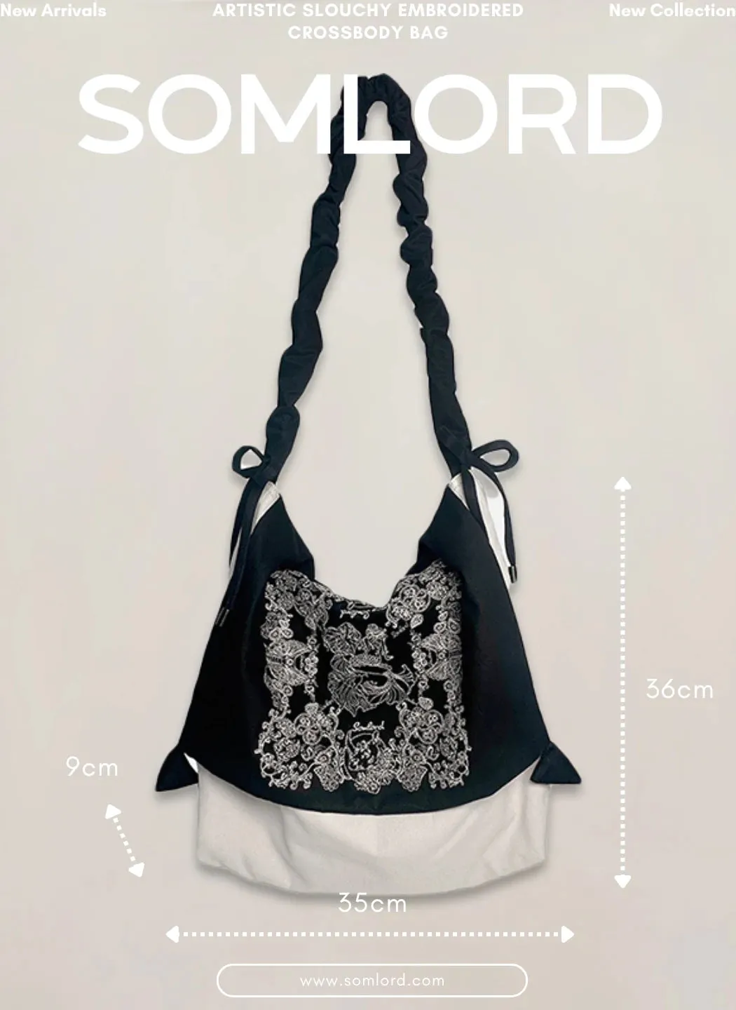 Artistic Slouchy Embroidered Crossbody Bag