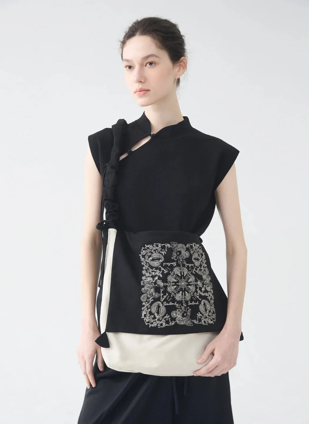 Artistic Slouchy Embroidered Crossbody Bag