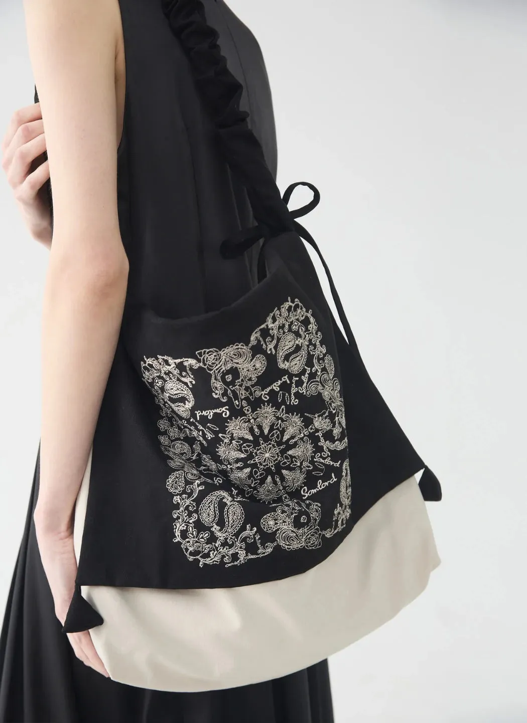 Artistic Slouchy Embroidered Crossbody Bag