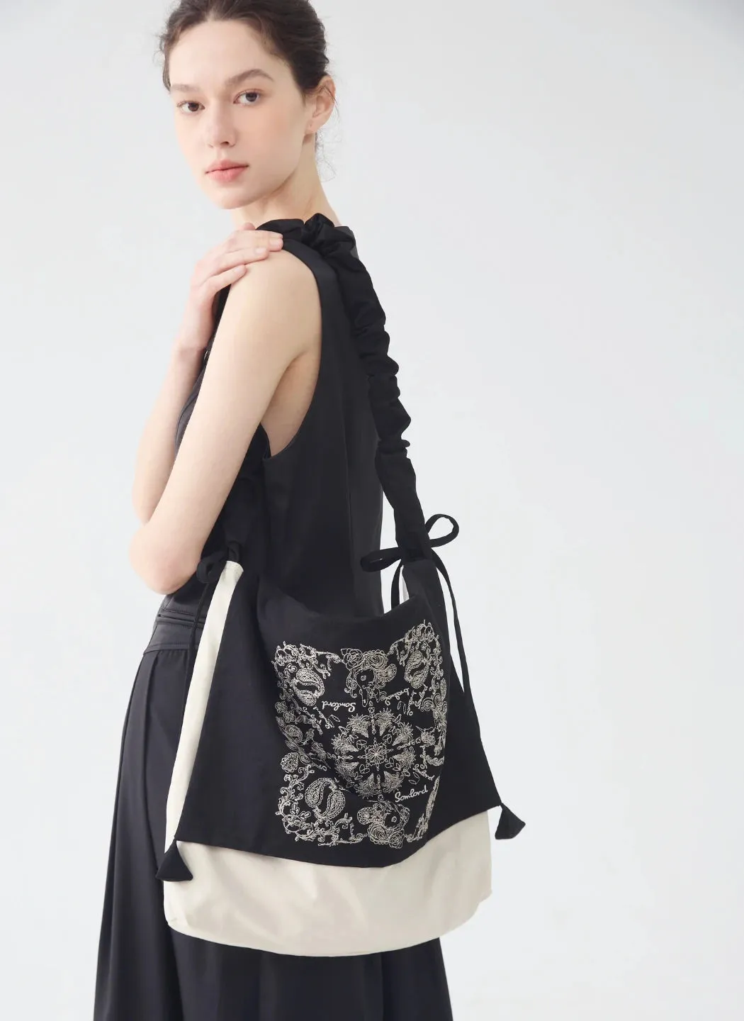 Artistic Slouchy Embroidered Crossbody Bag