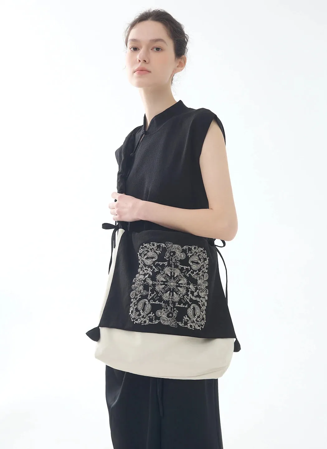 Artistic Slouchy Embroidered Crossbody Bag