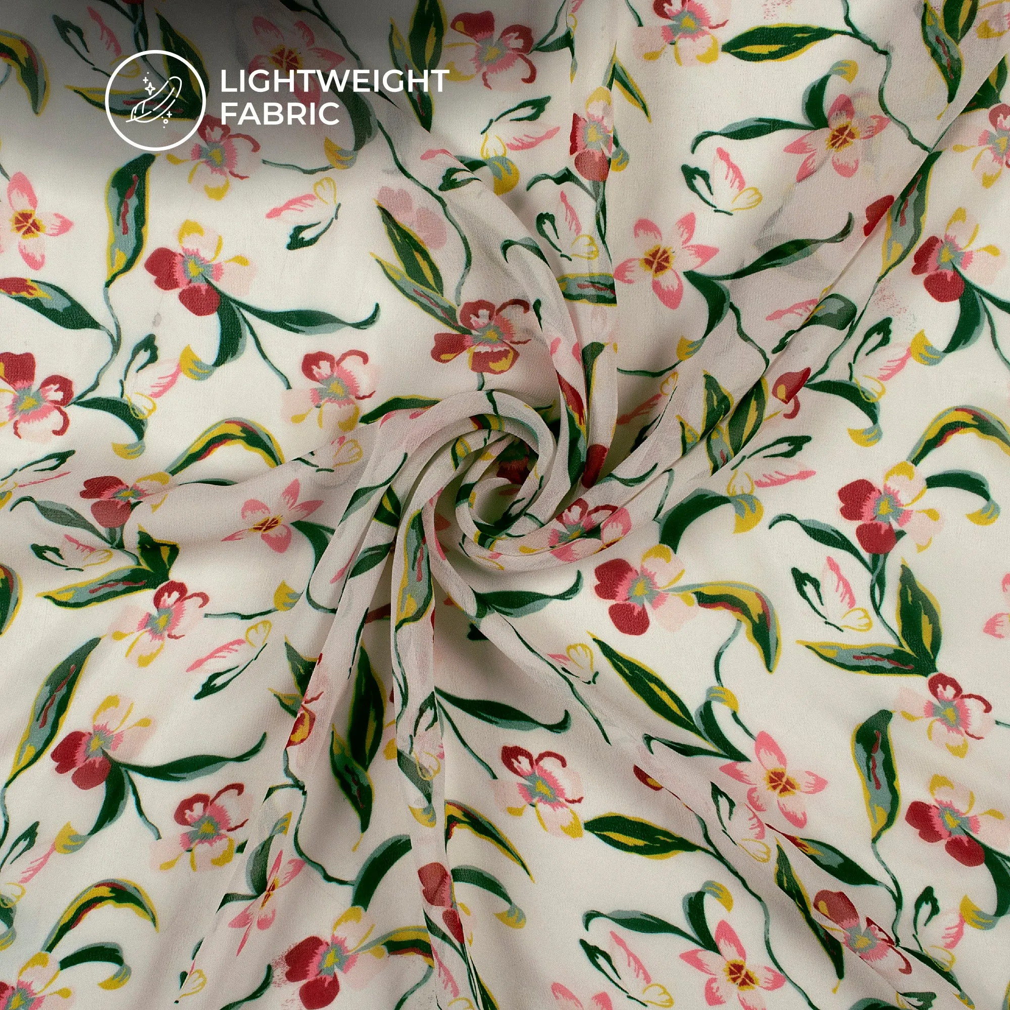 Attractive Floral Digital Print Pure Georgette Fabric