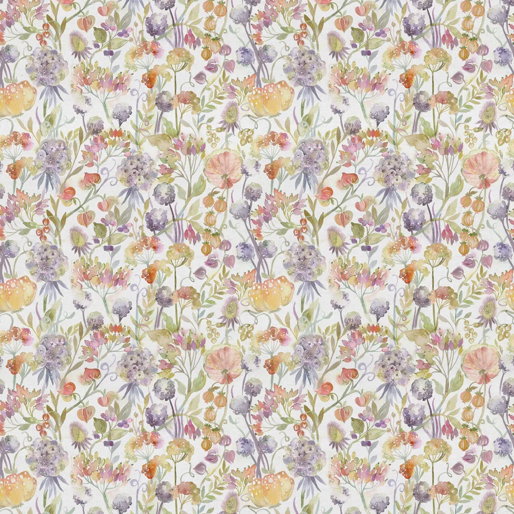Autumn Floral Printed Linen Fabric (By The Metre) Cream