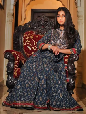 Blue Cotton Anarkali Kurta