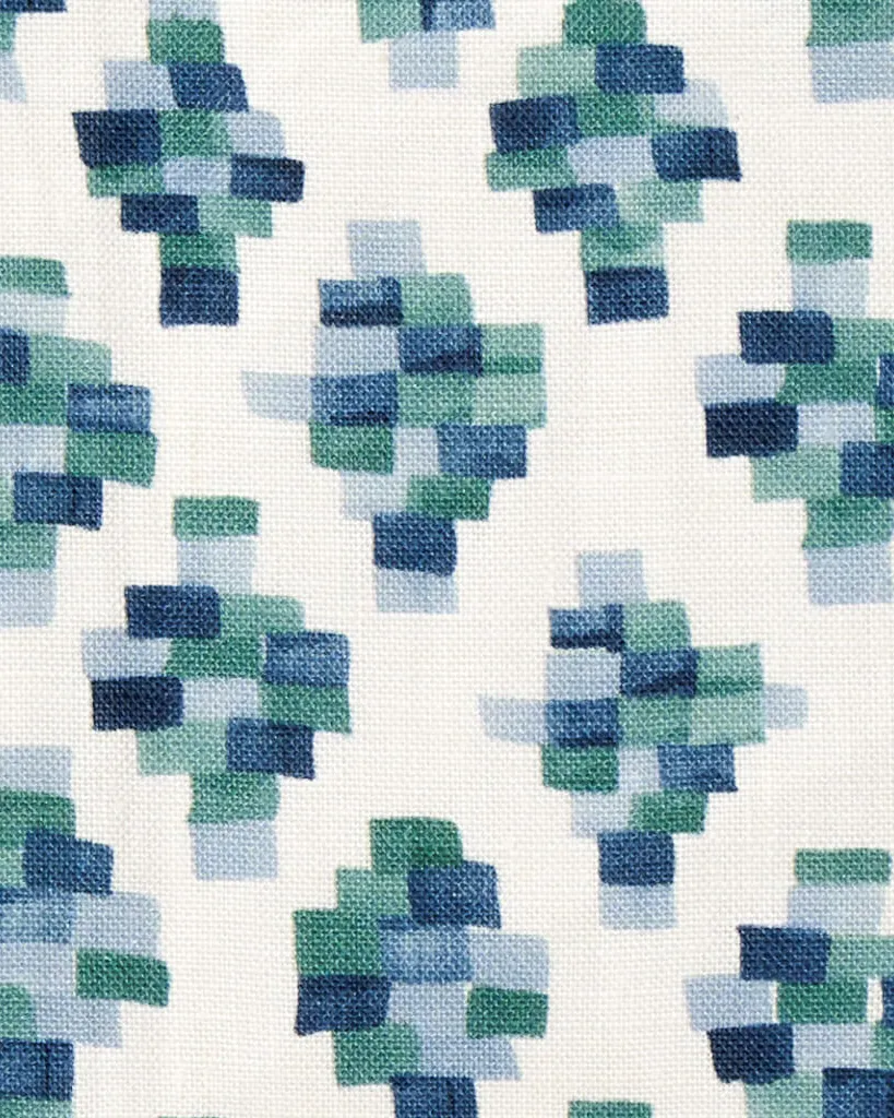 Bricks Fabric in Blue/Green