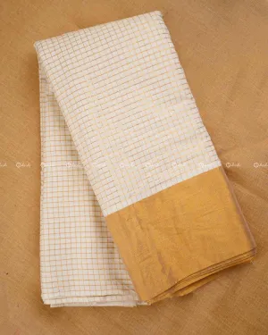Checked Cotton Fabric with Golden Border