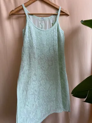 Chikankari Noodle Strap Top in Green