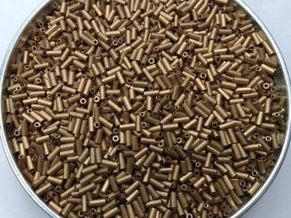 Copper Gold Pipe Glass Seed Beads- 4.5 mm