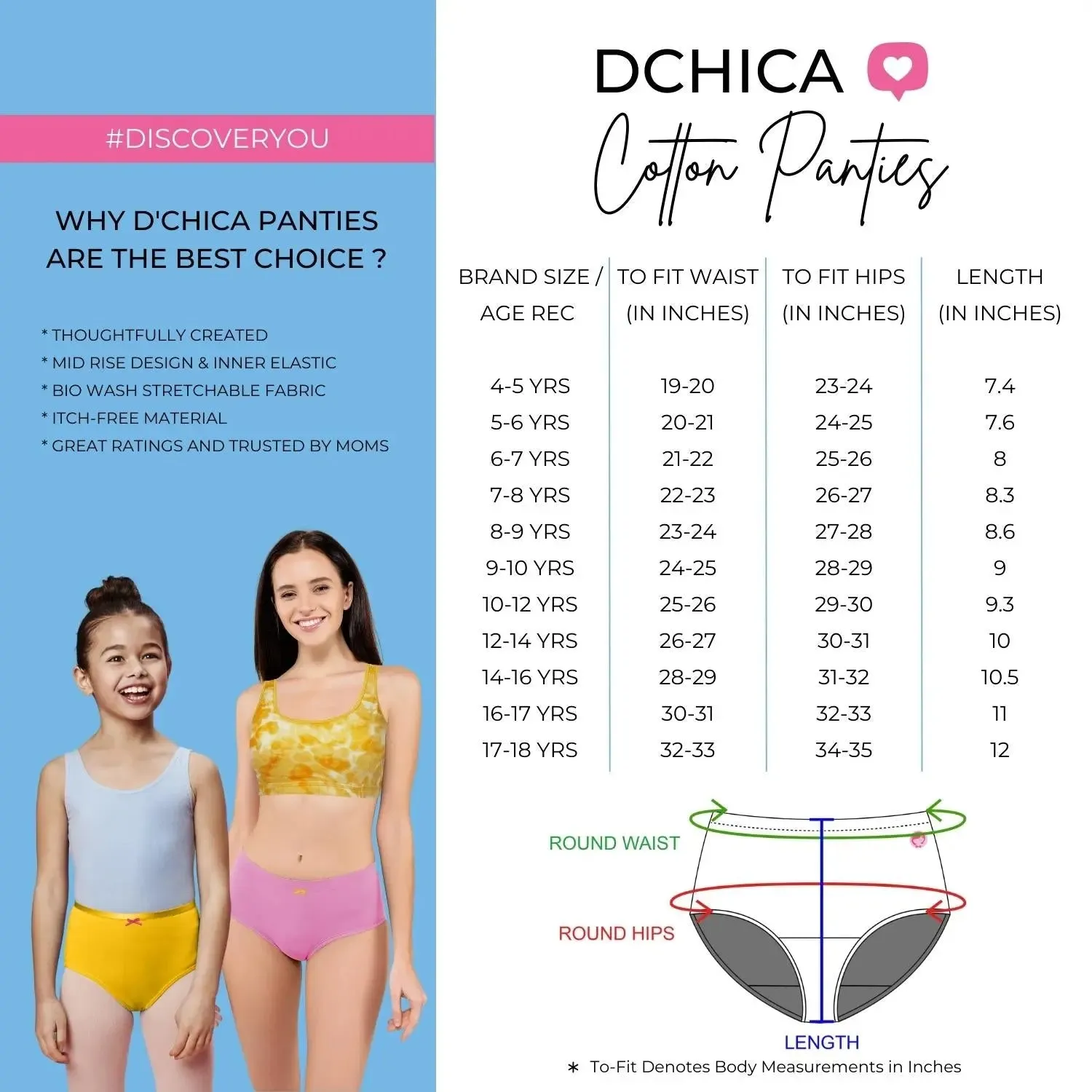 Cotton Hipster Panties | Mid Waist | Elasticated Waistband | Love Print & Solid Briefs