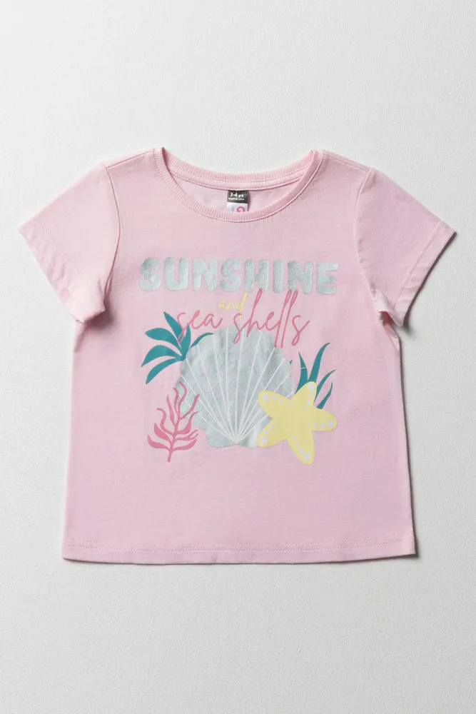 Crew Neck Summer T-Shirt Light Pink