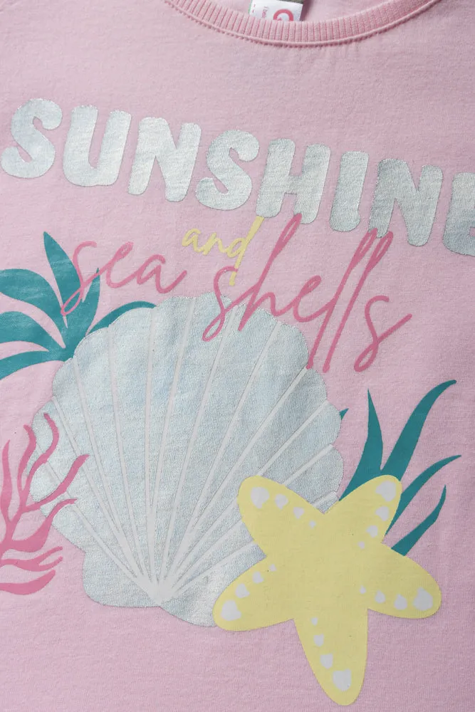 Crew Neck Summer T-Shirt Light Pink