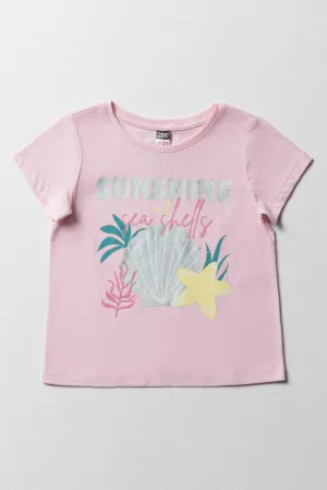 Crew Neck Summer T-Shirt Light Pink