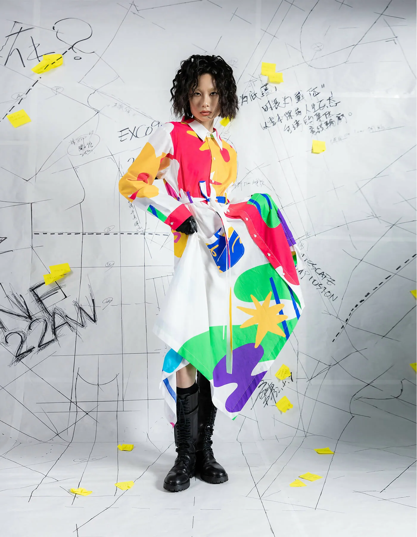 Crossover White Printed Dress