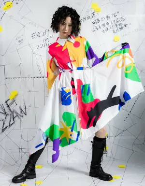 Crossover White Printed Dress