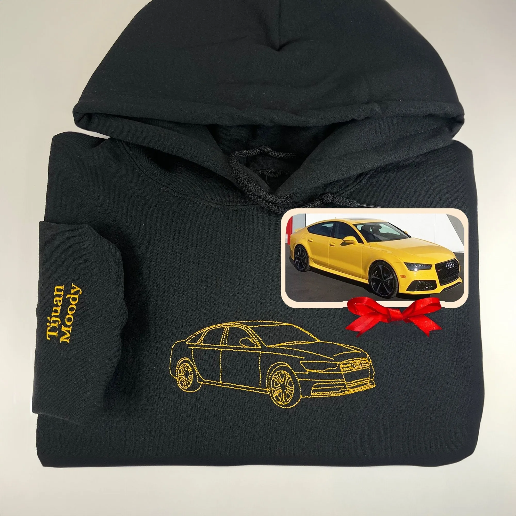Custom Embroidered Car Outline Sweatshirt from Your Photo, Car Hoodie Classic Cars Shirt, Christmas Gift for Dad