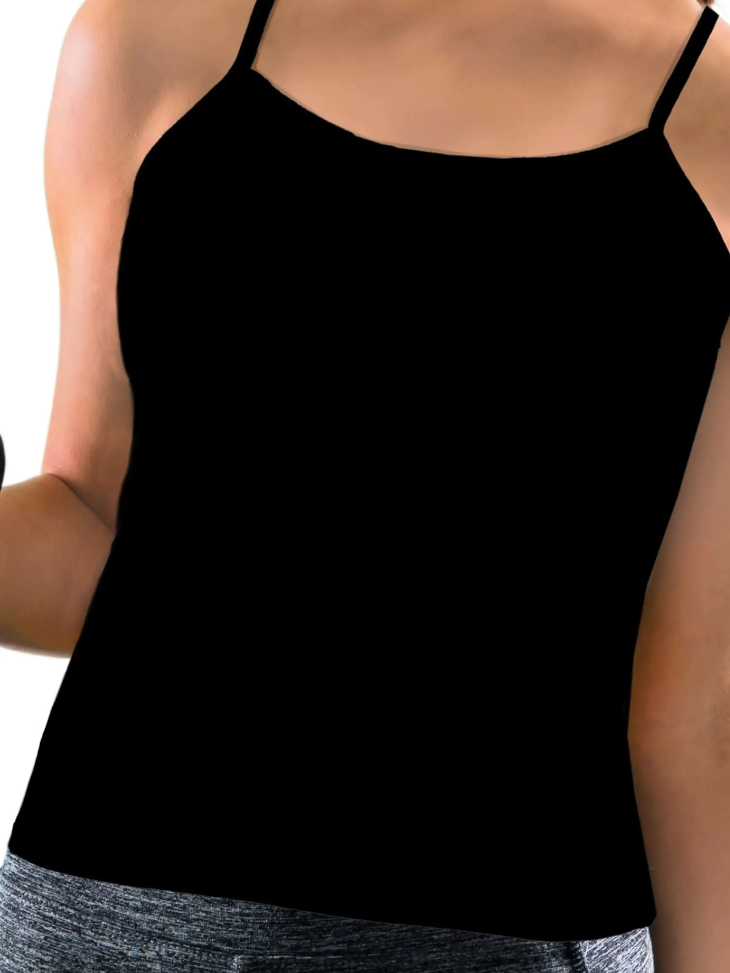 D'chica Black Basic Cotton Camisole for Girl Pack of 1, Soft, Sleeveless, Lightweight, and Perfect for Everyday Wear