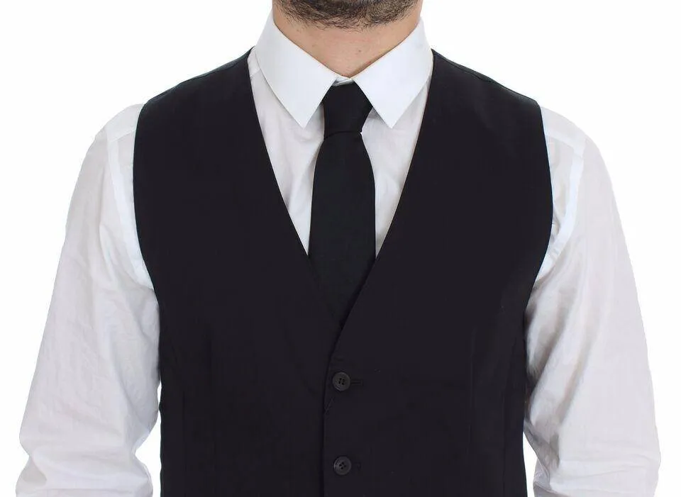 Dolce & Gabbana Blue Cotton Stretch Dress Vest Blazer