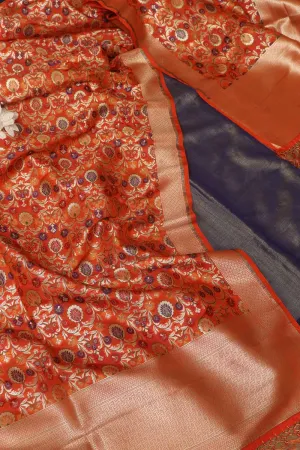 Elegant Blue Plain Tissue Cotton Suit With Banarasi Kimkhwab Design Silk Dupatta
