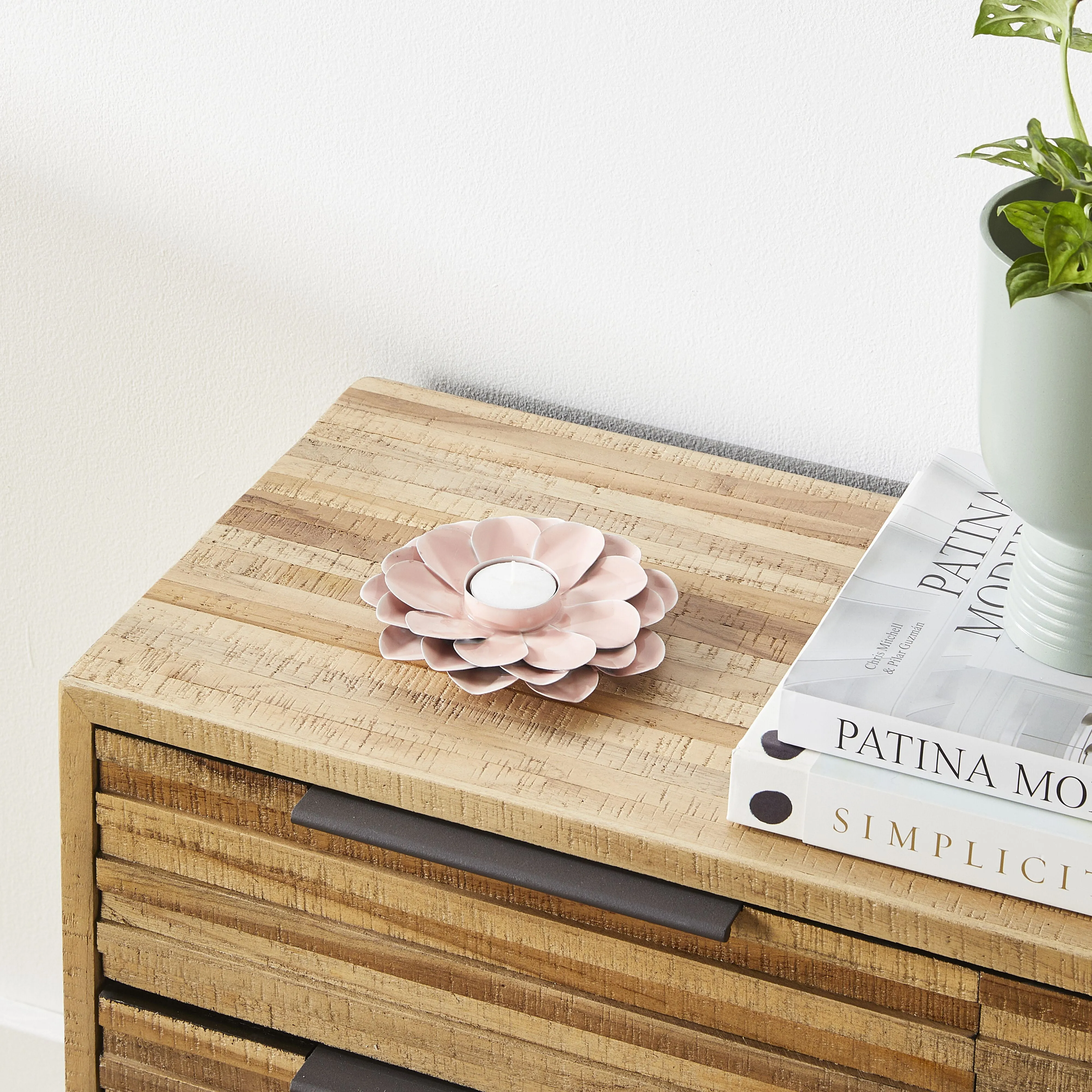 Flower T-light Holder Pink 14x3cm