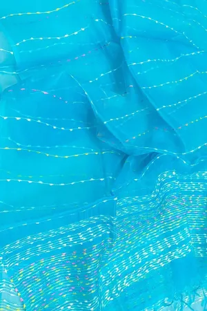 Get the Best Blue Bhagalpur Pure Tussar Silk Dupatta Online - Shop Now!