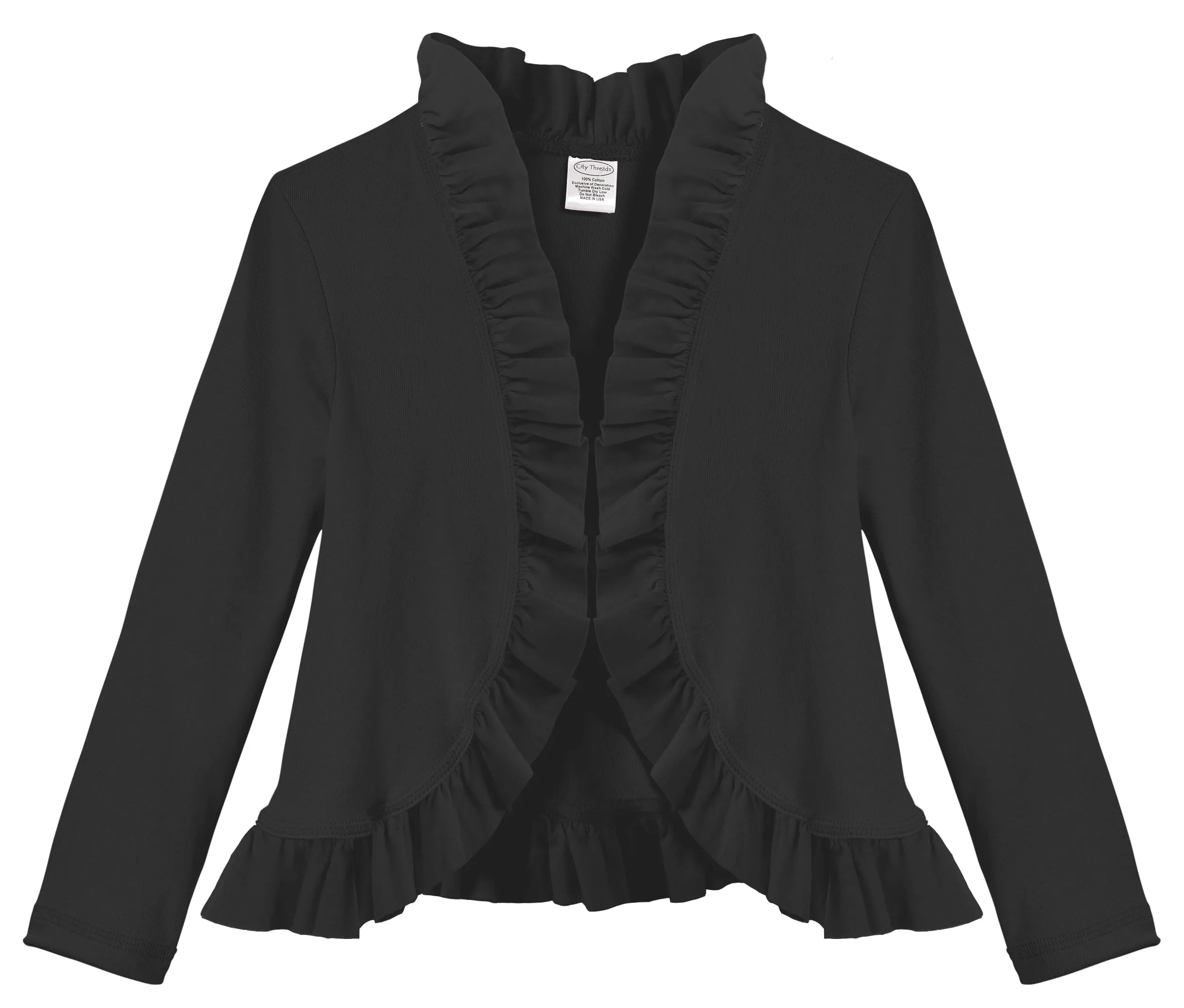Girls Soft Cotton Jersey Ruffle Cardigan