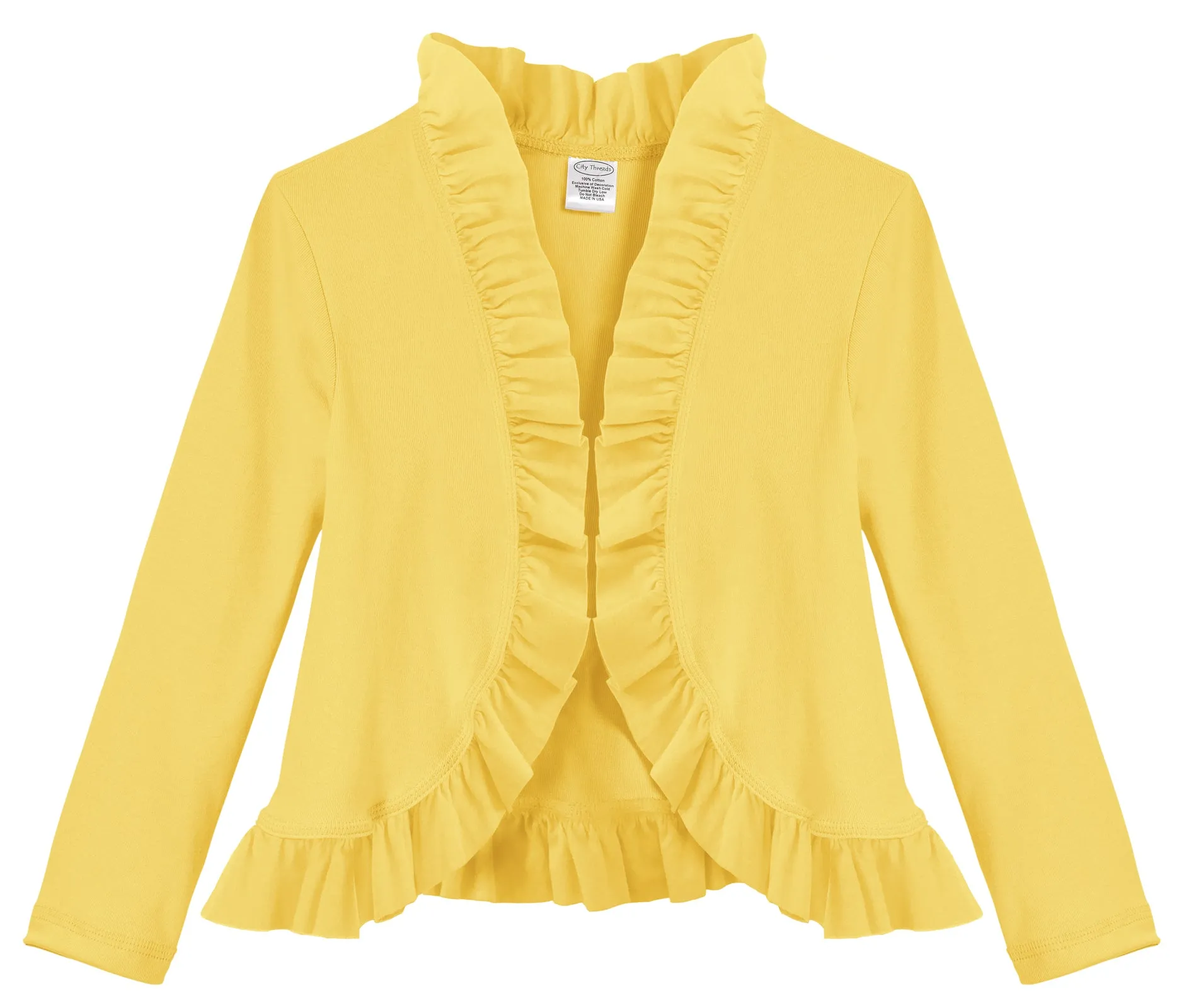 Girls Soft Cotton Jersey Ruffle Cardigan