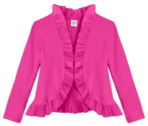 Girls Soft Cotton Jersey Ruffle Cardigan