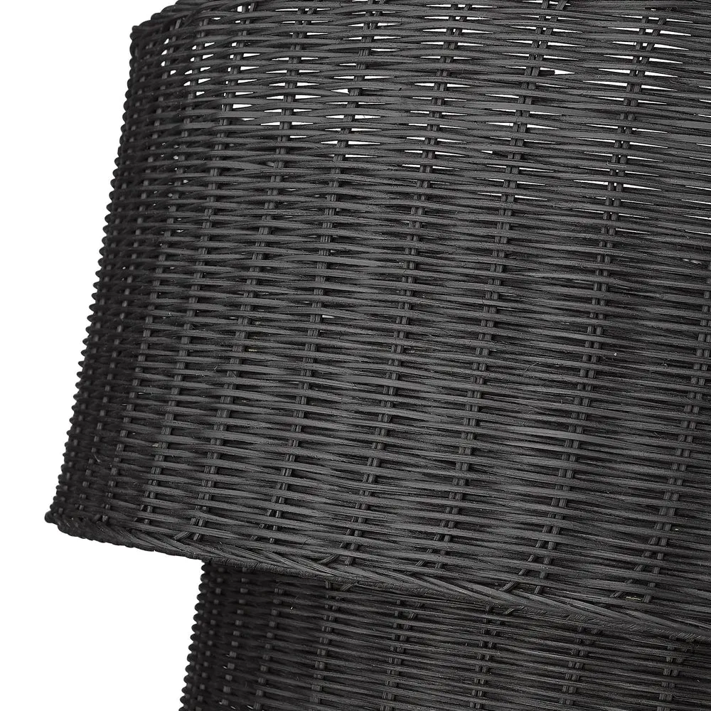 Golden Lighting 1084-9 BLK-BW Erma 9 Light 2 Tier Black Wicker Chandelier