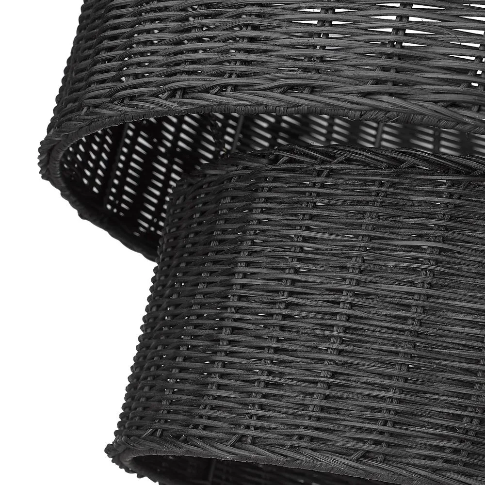 Golden Lighting 1084-9 BLK-BW Erma 9 Light 2 Tier Black Wicker Chandelier