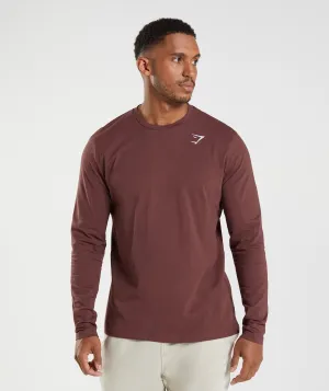 Gymshark Crest Long Sleeve T-Shirt - Cherry Brown