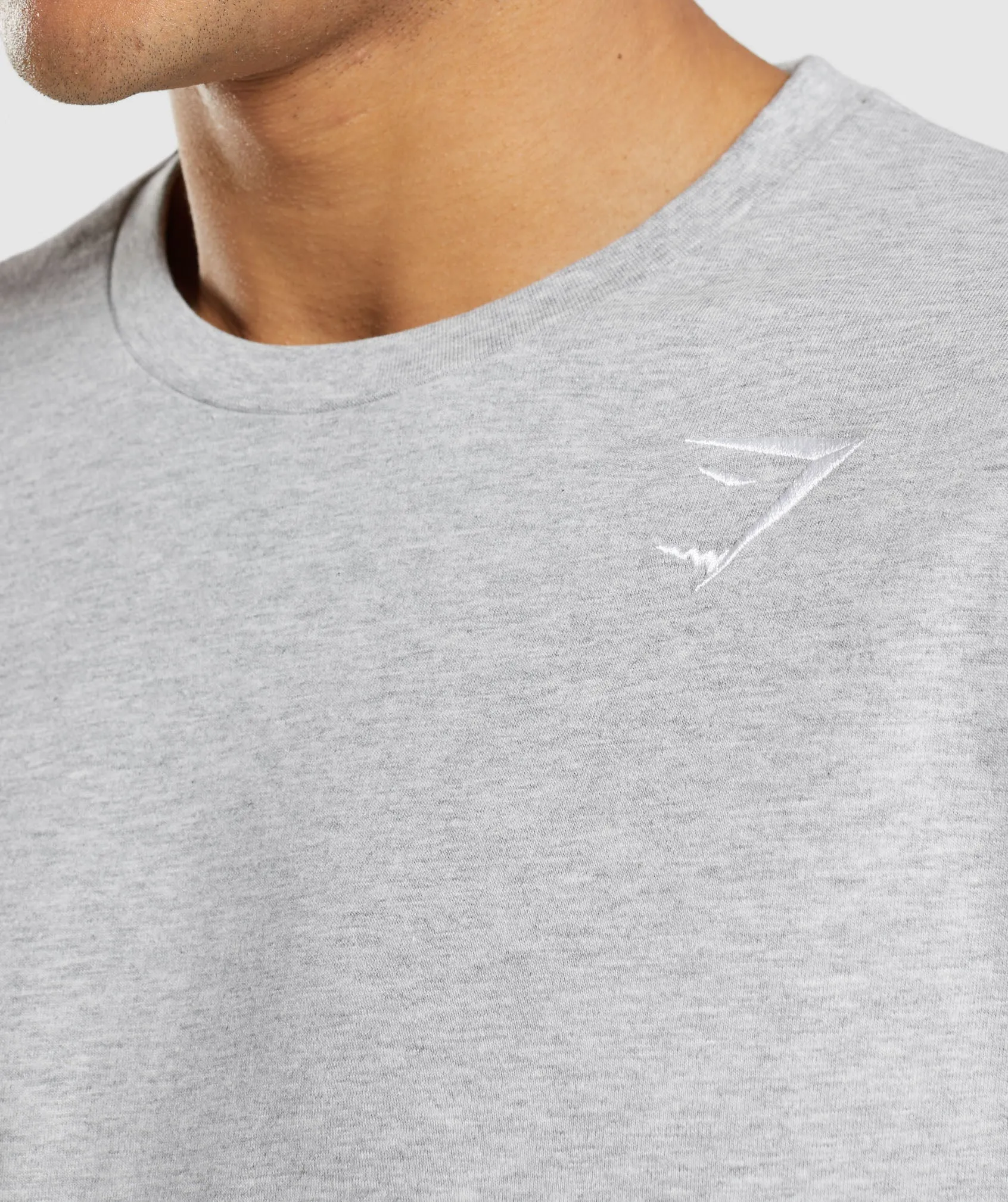 Gymshark Crest Long Sleeve T-Shirt - Light Grey Core Marl