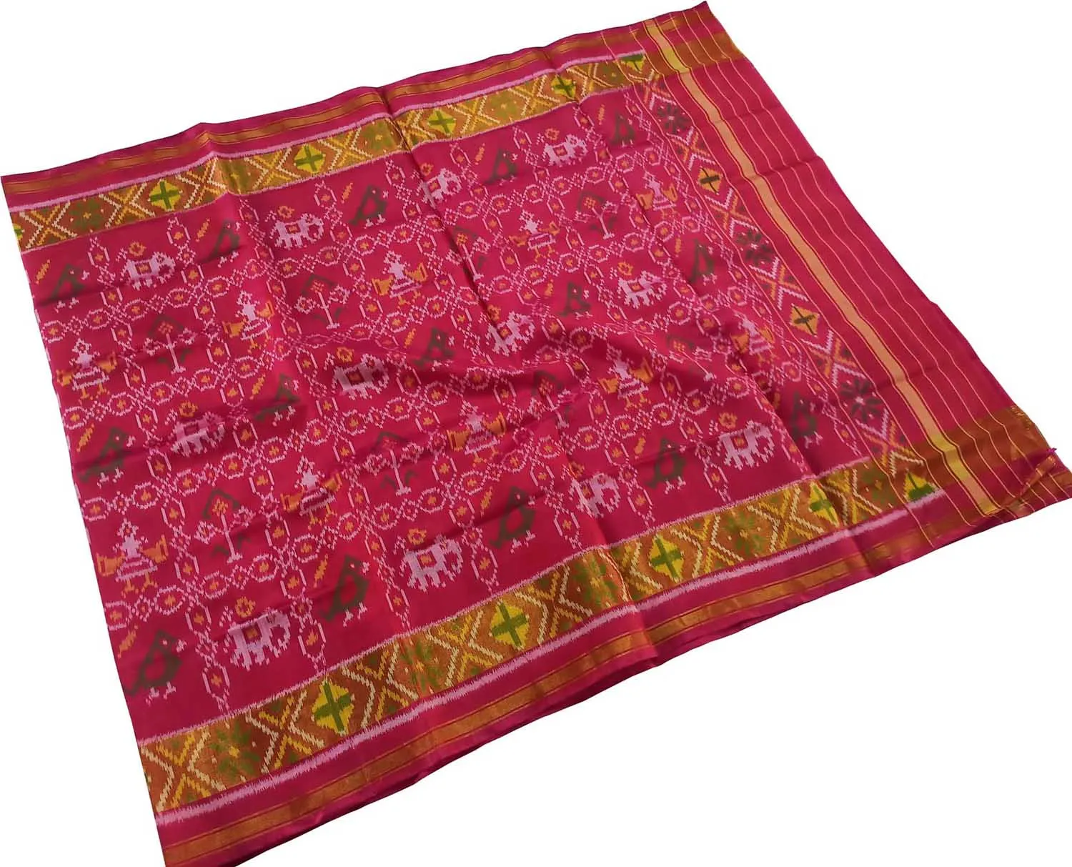 Handloom Single Ikat Rajkot Patola Dupatta in Pink