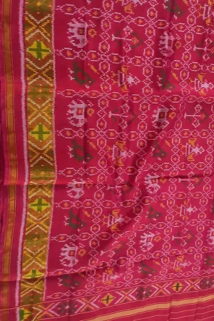 Handloom Single Ikat Rajkot Patola Dupatta in Pink