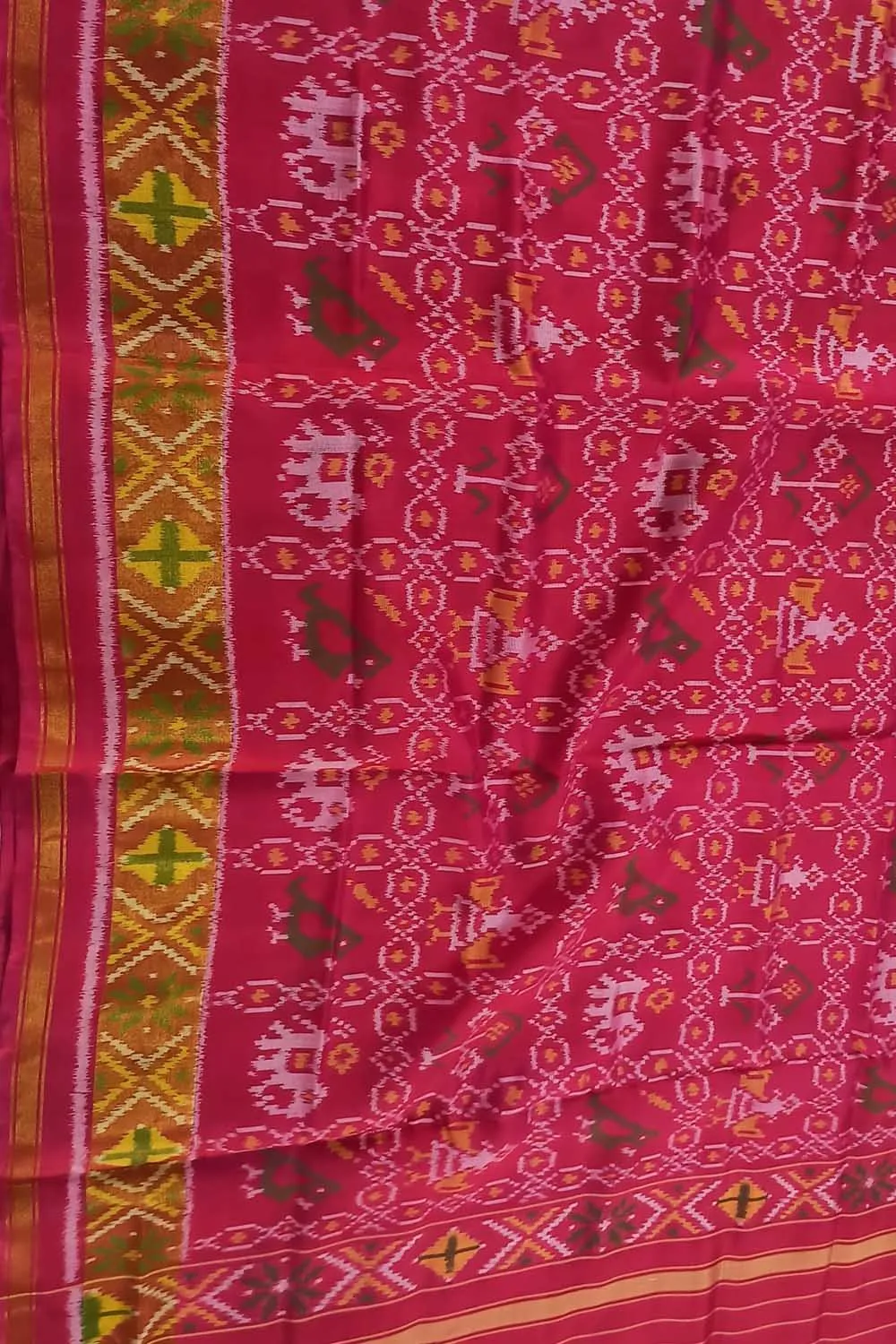 Handloom Single Ikat Rajkot Patola Dupatta in Pink