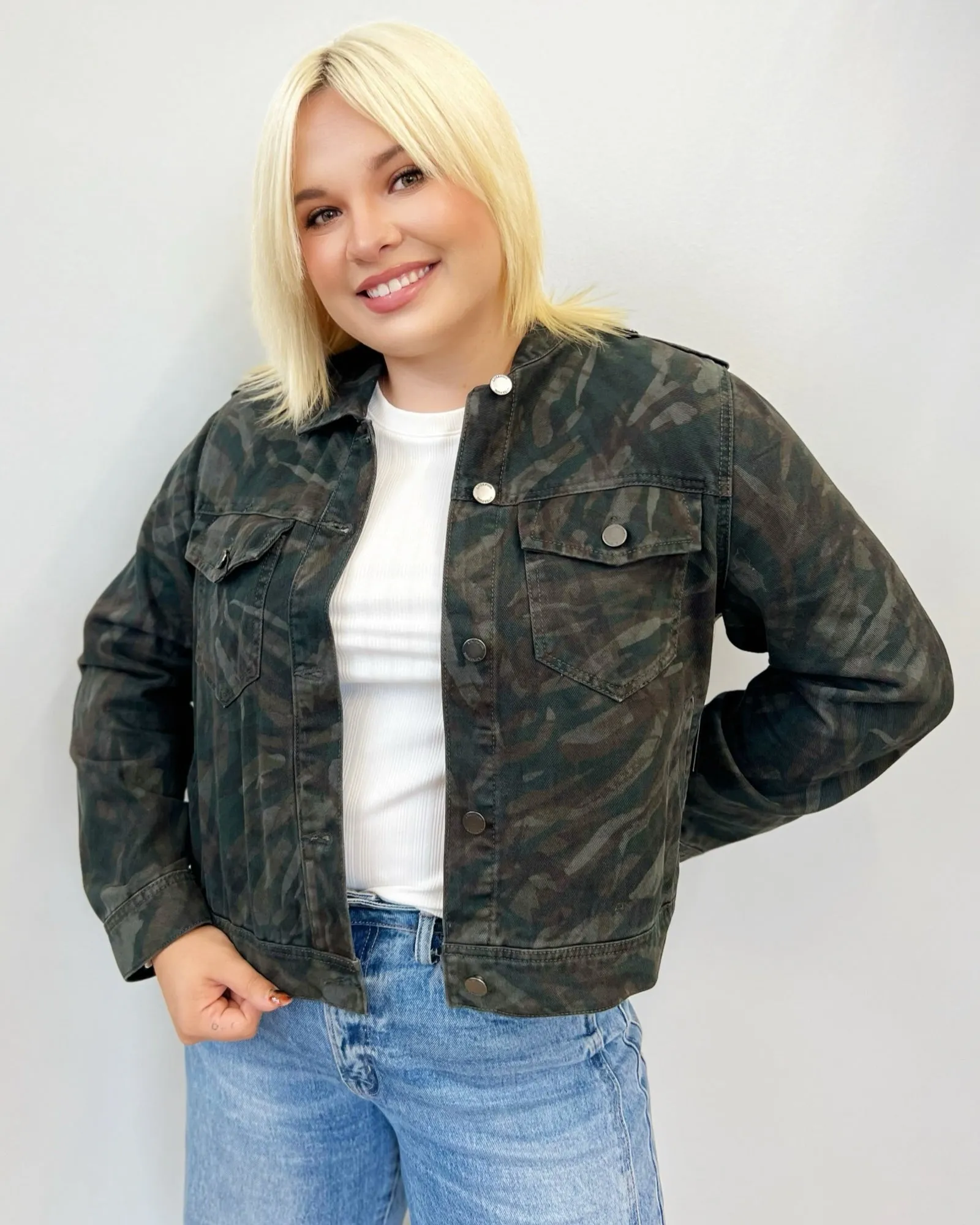 Jordana Military Crop Trucker Jacket