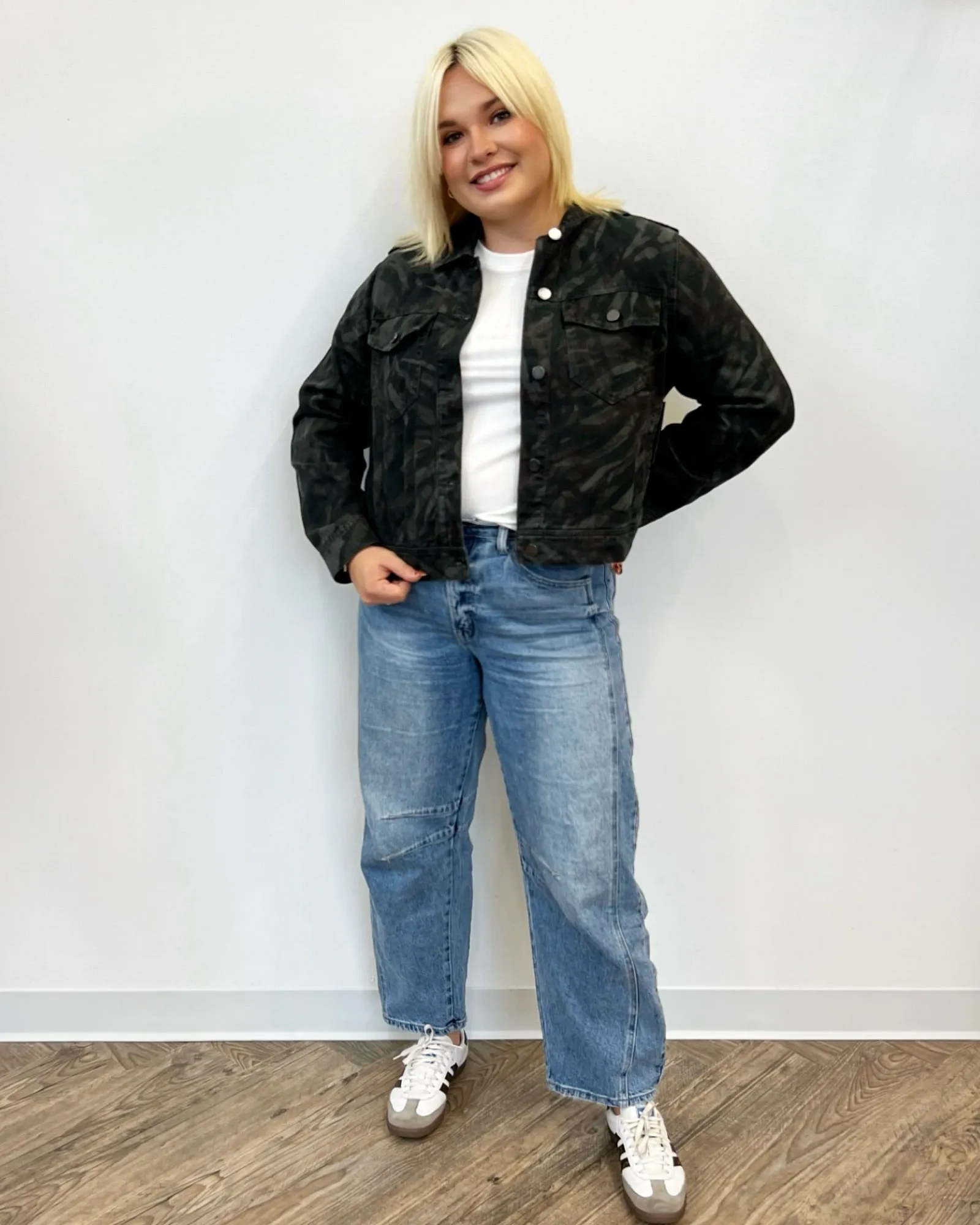 Jordana Military Crop Trucker Jacket