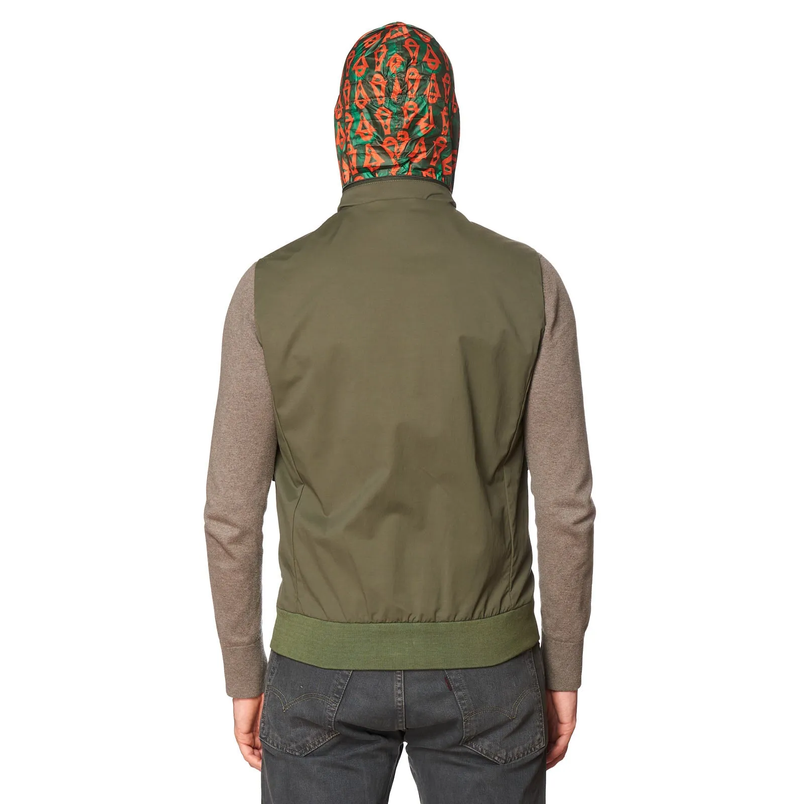 KITON KIRED "Igigi" Olive Green Hooded Packable Vest 50 M